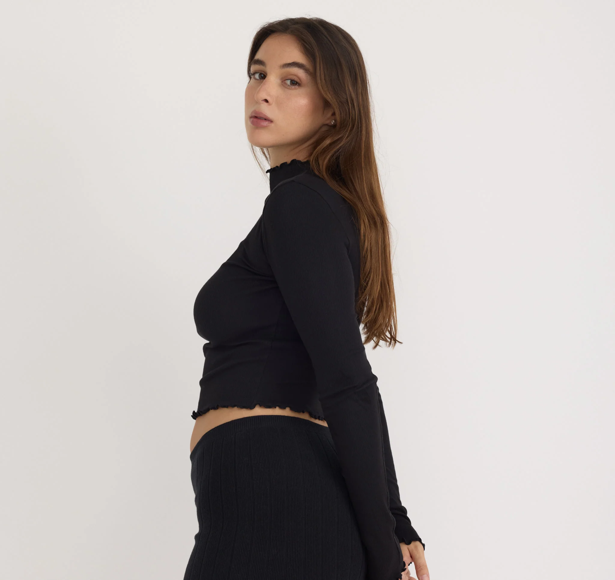Core Rib Mock Neck Long Sleeve Tee - Image 2