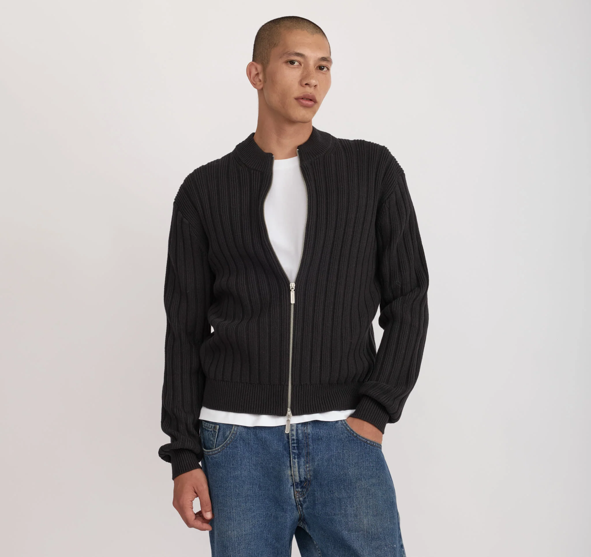 Soft Knit Rib Zip Track Jacket - Image 4