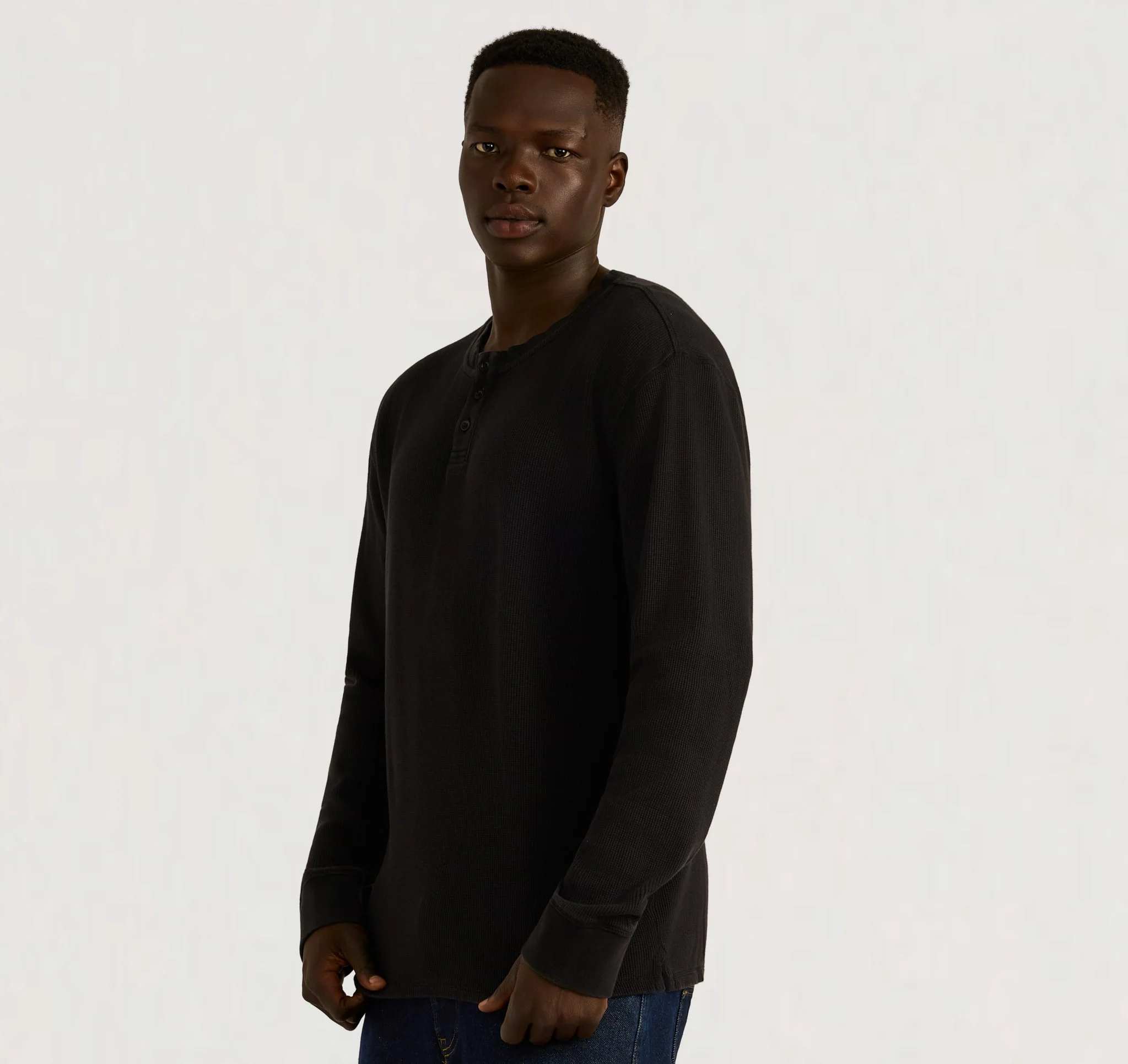 Waffle Henley Long Sleeve - Image 3