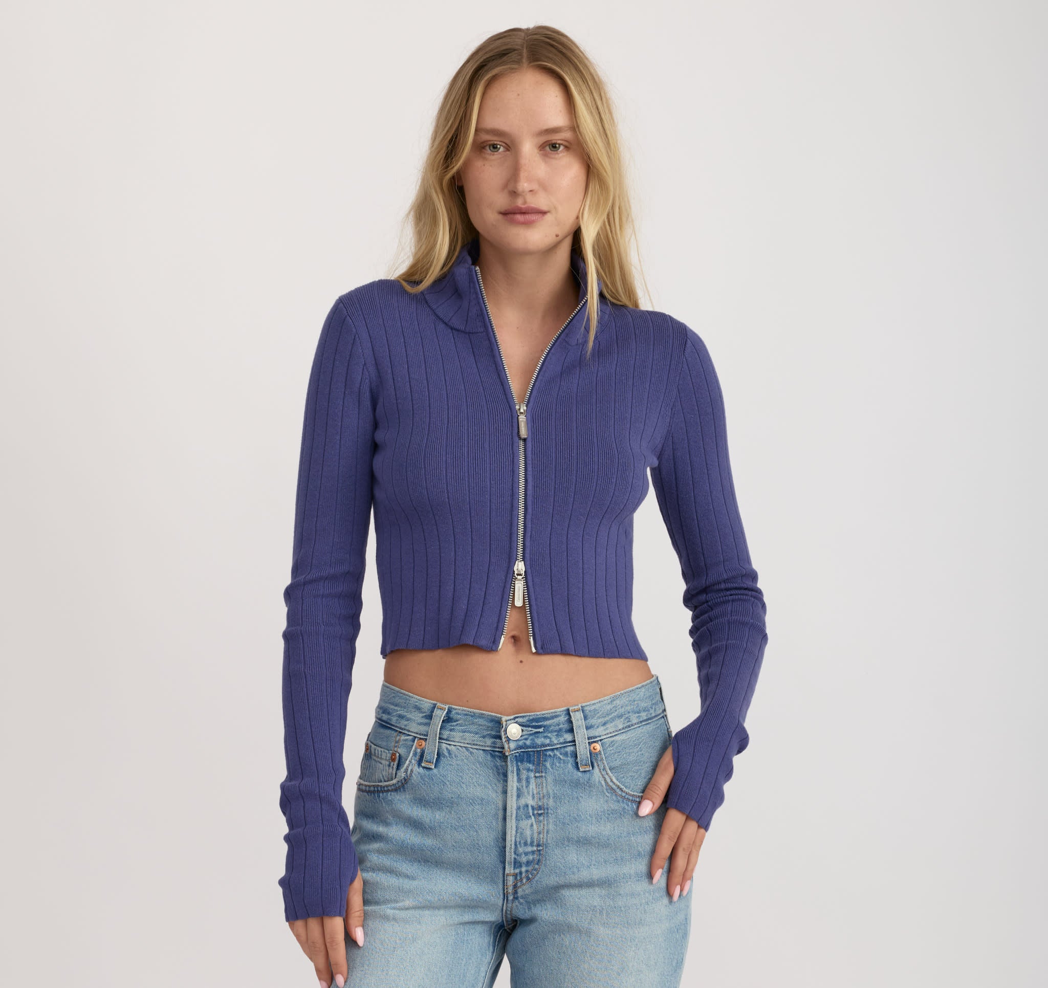 Soft Knit Rib Track Jacket - Image 3